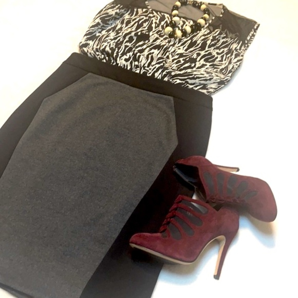 Ann Taylor LOFT Black/Gray Pencil Skirt, Size 8